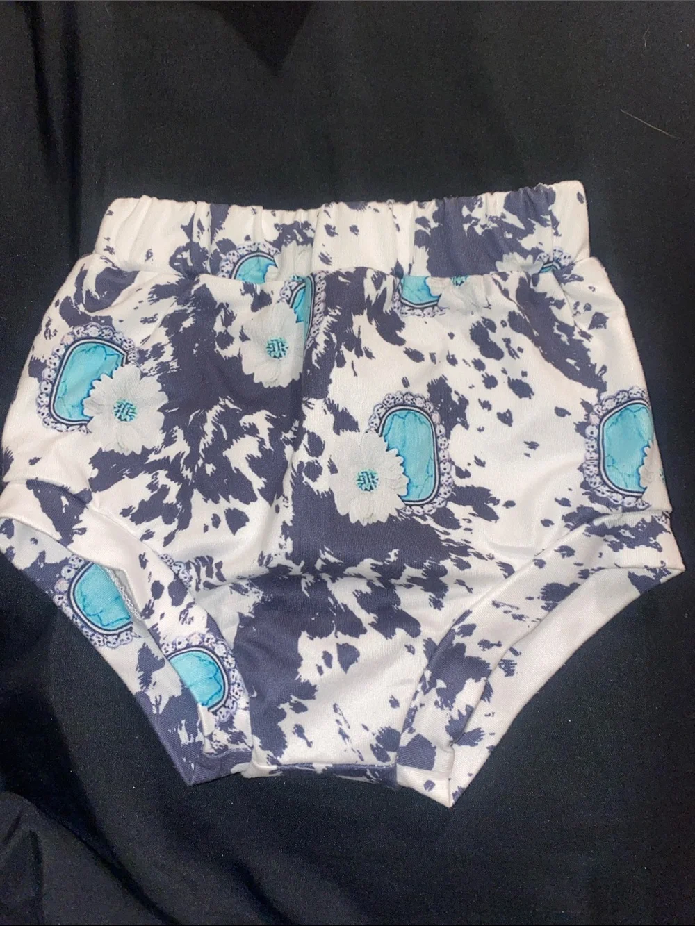 Toddler Floral Splash Bloomers - White, Black & Aqua